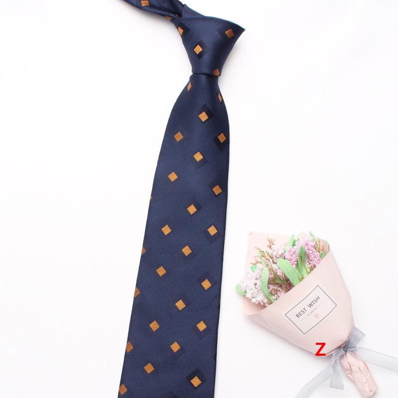 Navy Blue Series Oblique Striped Tie Men'S Business Flower 8Cm Polyester Silk Tie