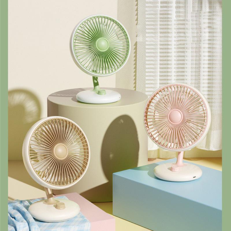 

Retro Silent USB Fan for Female Dorms - Long Battery Life 2400mAh - Adjustable Angle, Knob Control