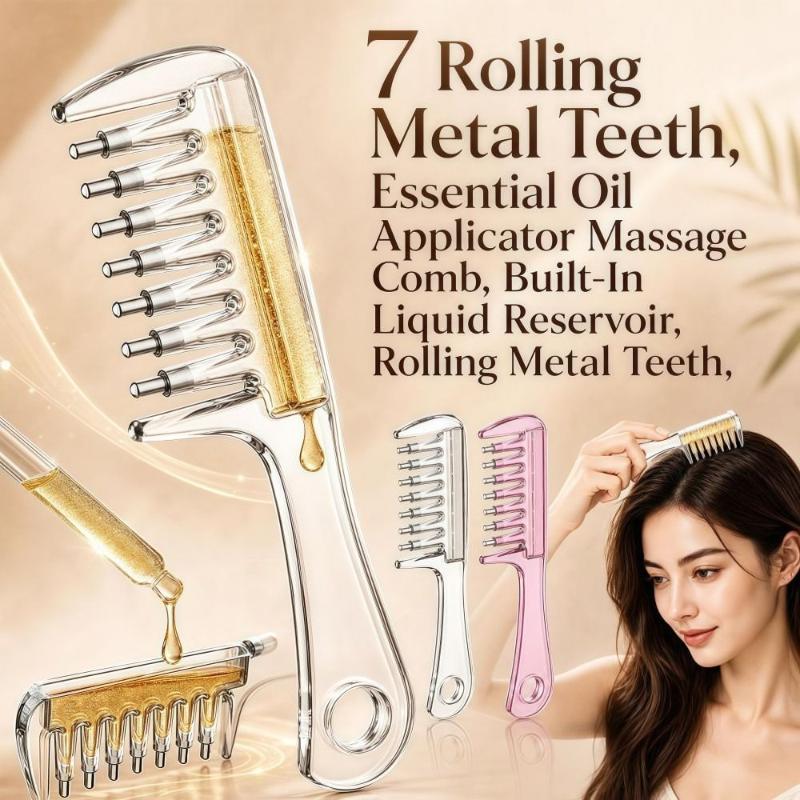 Unisex Essential Oil Massage Comb with Built-In Liquid Reservoir Anti-Leak Hair Care Massager for Daily Home Use