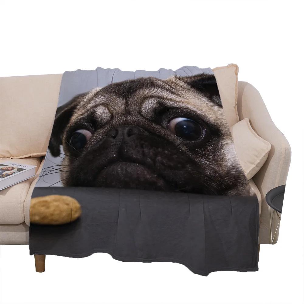 Cute Ultra-Soft Flannel Printed Blanket Plush Throw Nap Cover Sofa Bed Couch King Queen Full Size French Bulldog Dog