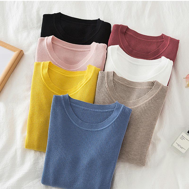 Women's Slim Fit Black Knit Top for Spring and Autumn 2022