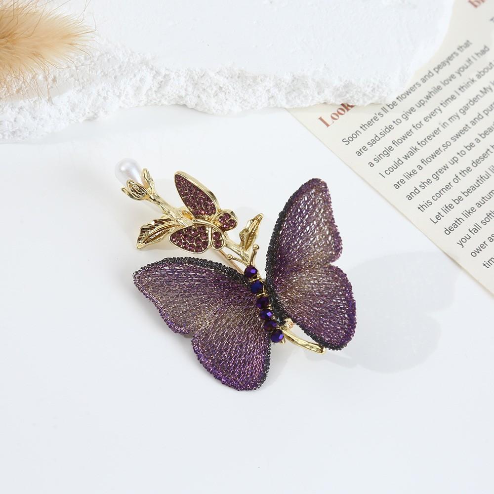 Embroidered Fabric Butterfly Brooch