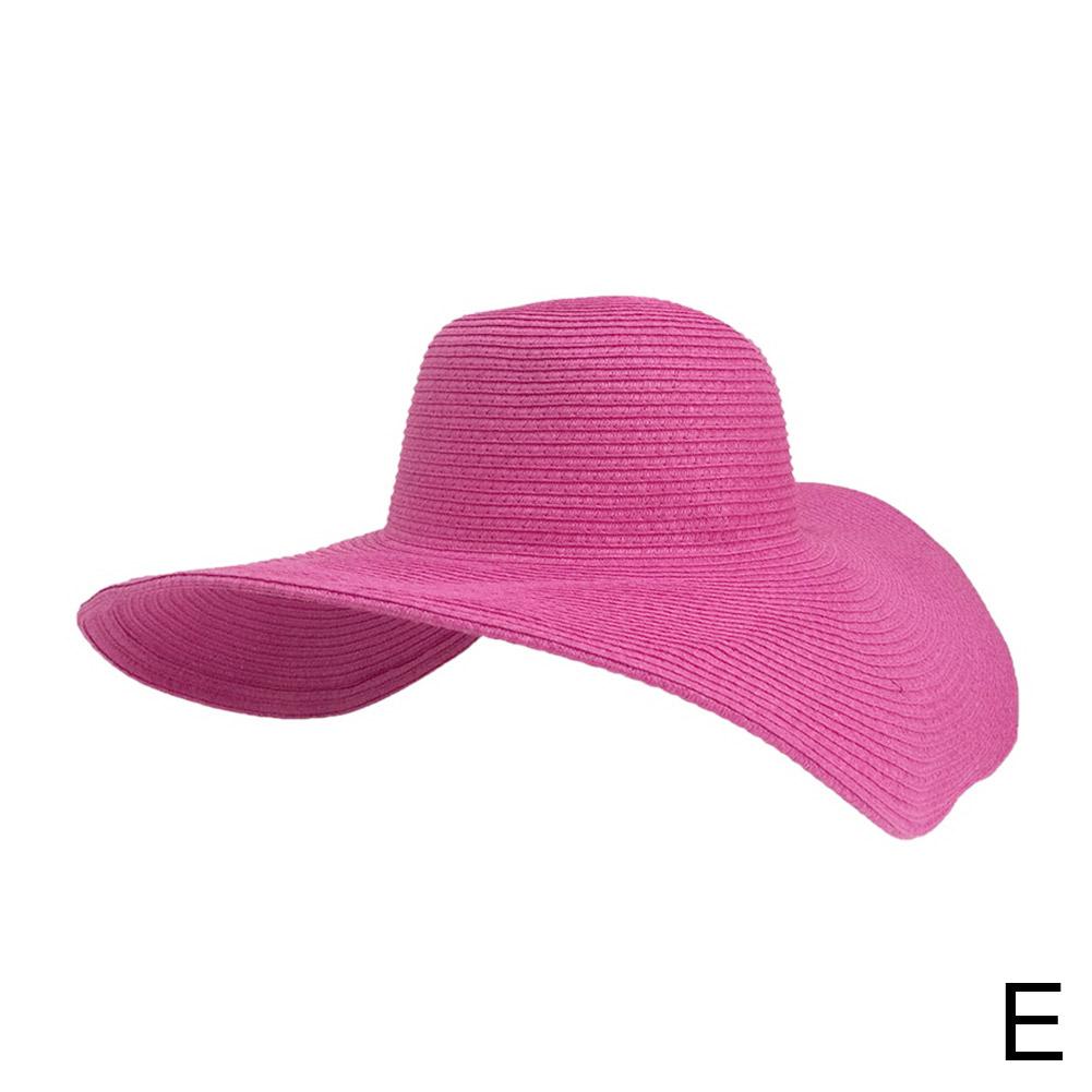 Korean Style Solid Color Wide Brim Sun Hat Women's Beach Straw Hat Foldable Spring Summer UV Protection Fashion Sunshade