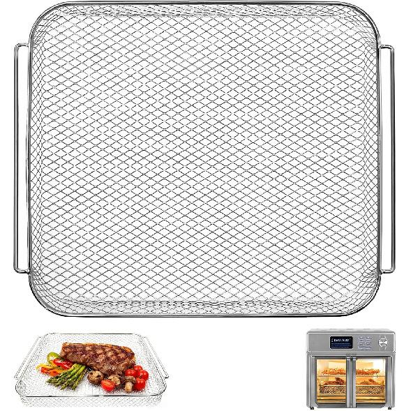 Металлическая решетка для аэрофритюрницы Kalorik MAXX Air Fryer Oven 26 Quart 10-в-1, настольная тостер-печь с функцией аэрофритюрницы, 12,5×11,3 дюйма, из нержавеющей стали Basket for Kalorik 26QT