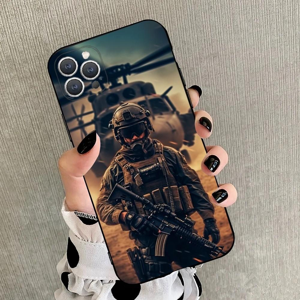 Army Special Forces Phone Case For iPhone 15,14,13,12,11,Plus,Pro Max,XS,X,XR,SE,Mini,8,7 Soft Silicone Black Cover
