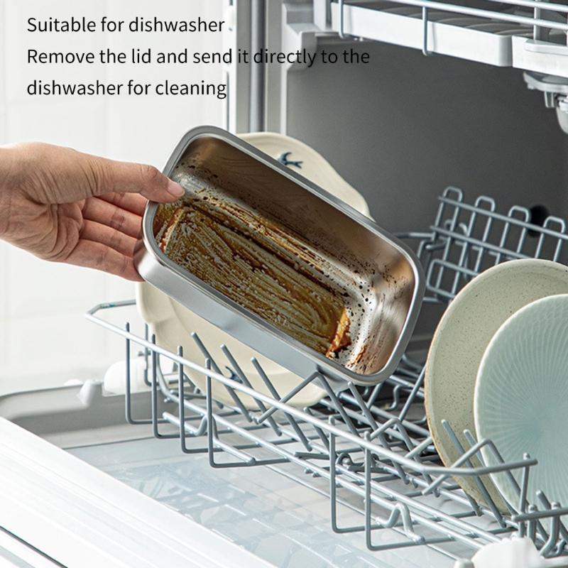Stainless Steel Rectangular Container for Leftover Stackable Food Storage Bowl with Lid Multipurpose Lunch Holder