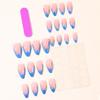 24pcs Almond-shaped Wearable Nails: High-quality 3D French Manicure Fake Fingernails with Stereo Glue Lines