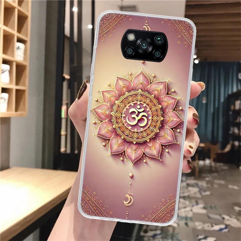 Mandala Chakra Insist Yoga Silicon Phone Case For Xiaomi Poco X3 Nfc X5 X6 X7 F7 Ultra F6 F5 Pro M6 M5S X4 F4 GT M4 M3 F3 Cover