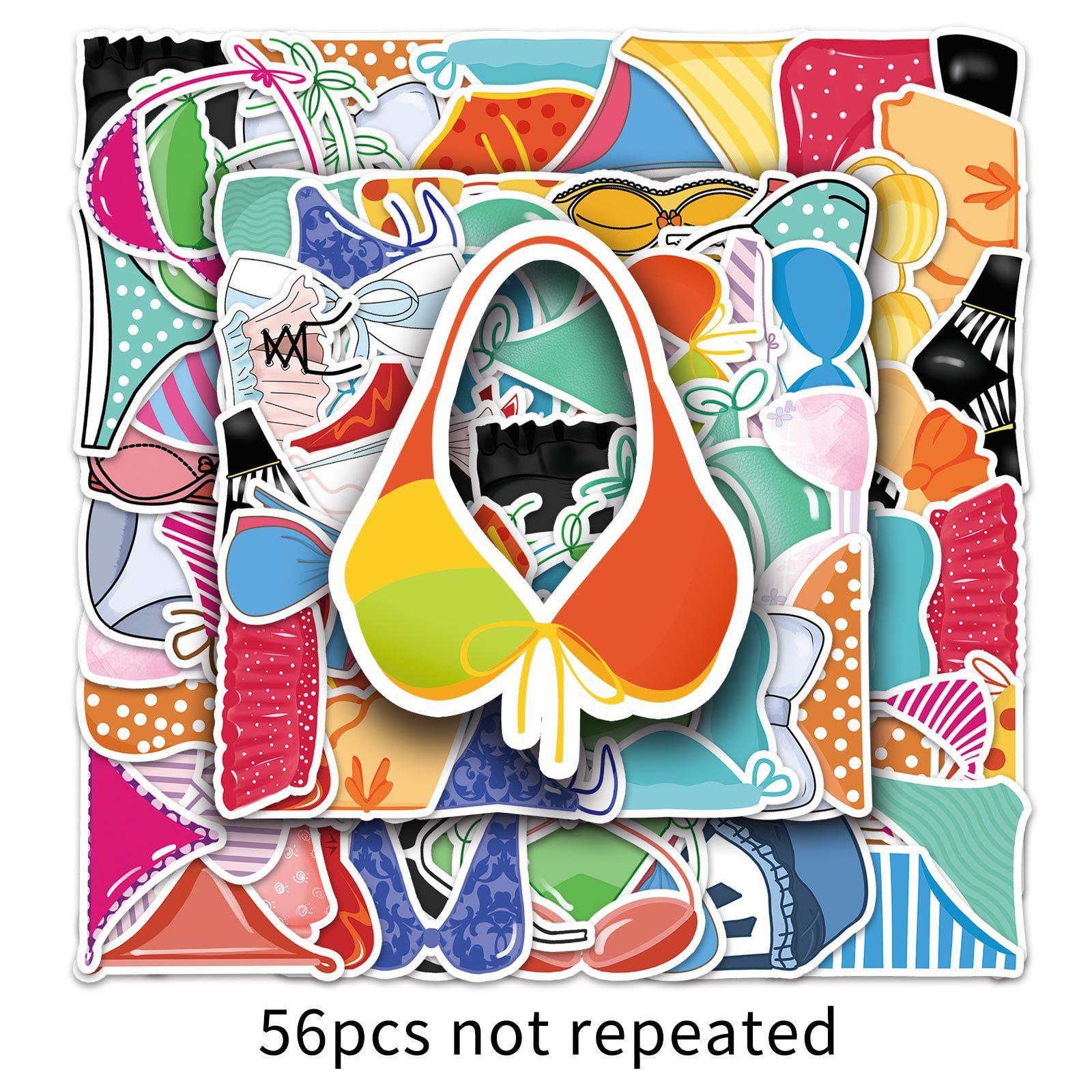 

56 Sexy Bikini Cartoon Doodle Creative Suitcase Tablet Car Waterproof Decorative Stickers