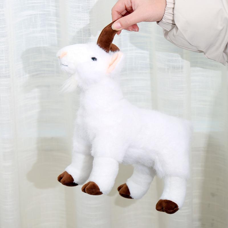1Pcs Realistic Goat Plush Stuffed Toy With Soft Fluffy Material And Lifelike Design For Home Decor Kids Birthday Holiday Gifts