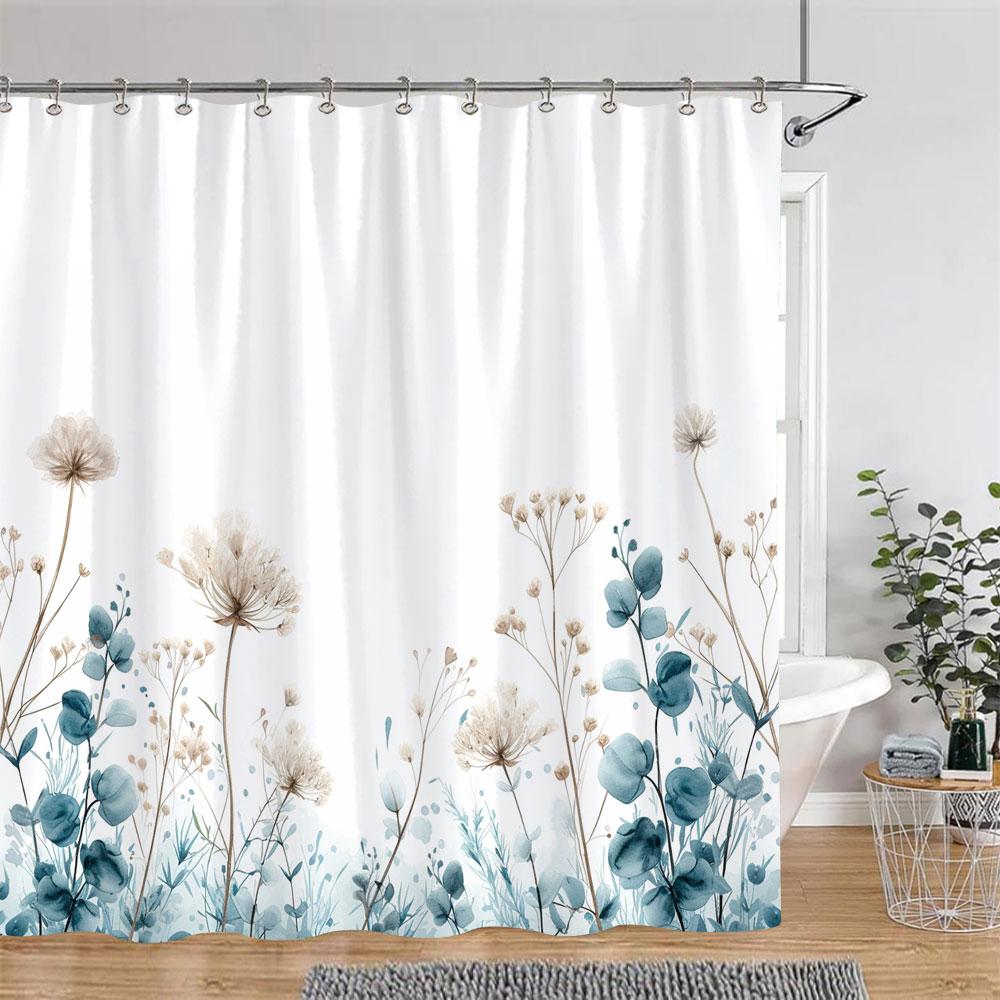 Beautiful Botanical Floral Shower Curtain Watercolour Painting Art Creative Vintage Style Polyester Bath Curtains Bathroom Decor