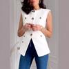 Women's New Casual Solid Colour Sleeveless Multi-button Jacket Coat