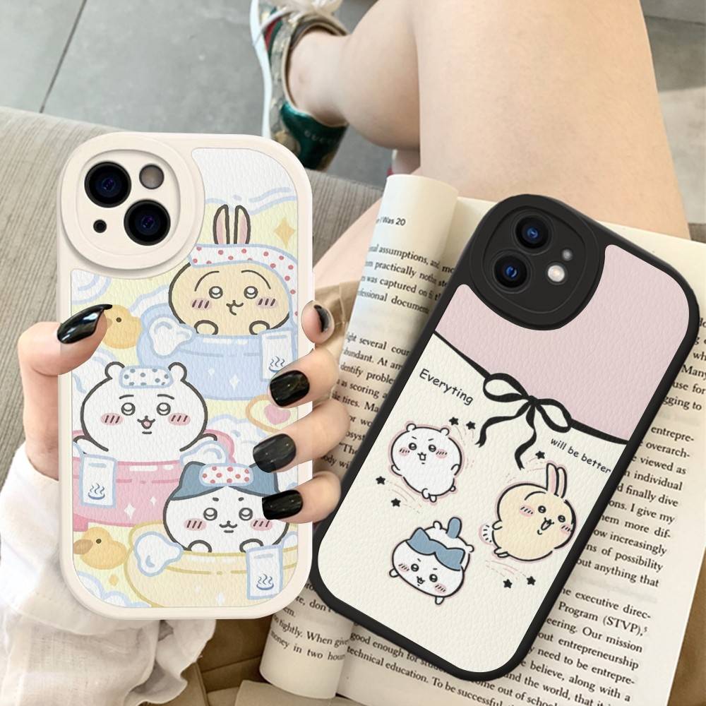 C-Chii-kawa Phone Case Hard Leather For iPhone 16 15 14 13 12 Mini 11 14 Pro Max Xs X Xr 7 8 Plus Fundas