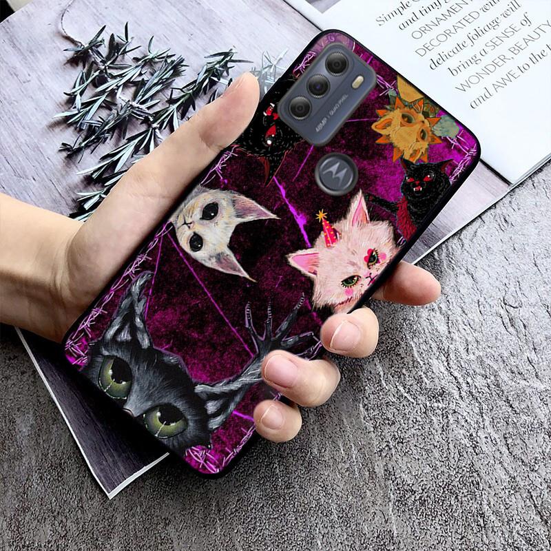 Black Cat Art Phone Case For Moto G86 G85 G75 G15 G05 G56 G72 G53 G54 G84 G60 G31 G32 G24 G 5G G Play