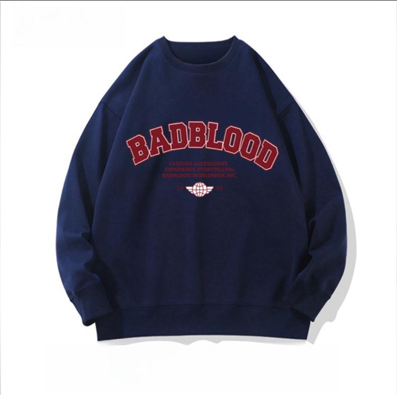 

2025 Осень/Зима Повседневный Свободный Женский Свитшот с Принтом Букв L темно-синий