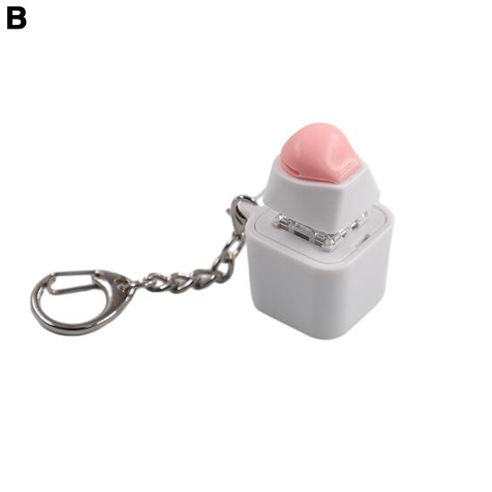 Electric Wooden Fish Keycap Toy with Hanging Buckle RGB Light Up Stress Relief Pink Silicone Butt Cat Paw Decompression Keychain Pendant Kids