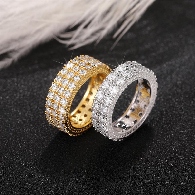 Cao Shi Men's Lux Zircon Punk Hip Hop Ring - European/American Fashion, Street Style, Couple's Band
