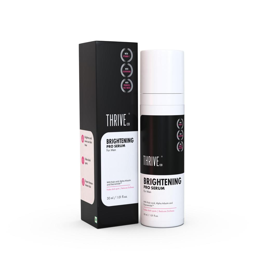 ThriveCo Brightening Pro Serum for Men | Kojic Acid, Vitamin C & Diacnemide™ | Skin Brightening, Acne Control & Boosts Hydration | Fades Dark Spots