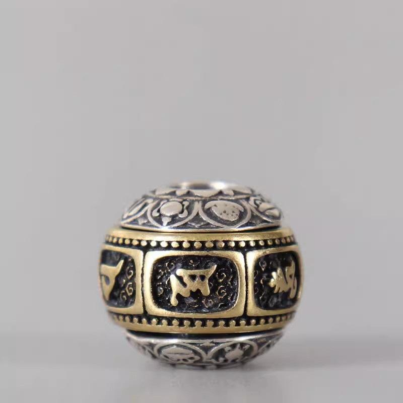 Tibetan Six-Syllable Mantra Barrel Beads: Retro Tube for DIY Buddhist Prayer Bracelets & Waist Accessories Diameter 11.8mm, Hole 10.7mm