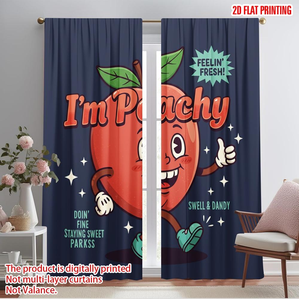 

2pcs 2D flat printing Curtains Peachy Sweet Authentic Good Stuff Polyester Without Electricity 0 Perfect for Entryway Room 52.50×116.00 CM 2pcs