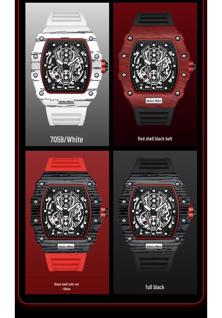 SANDA 7045 Men's Stylish Luminous Skeleton Quartz Wristwatch
