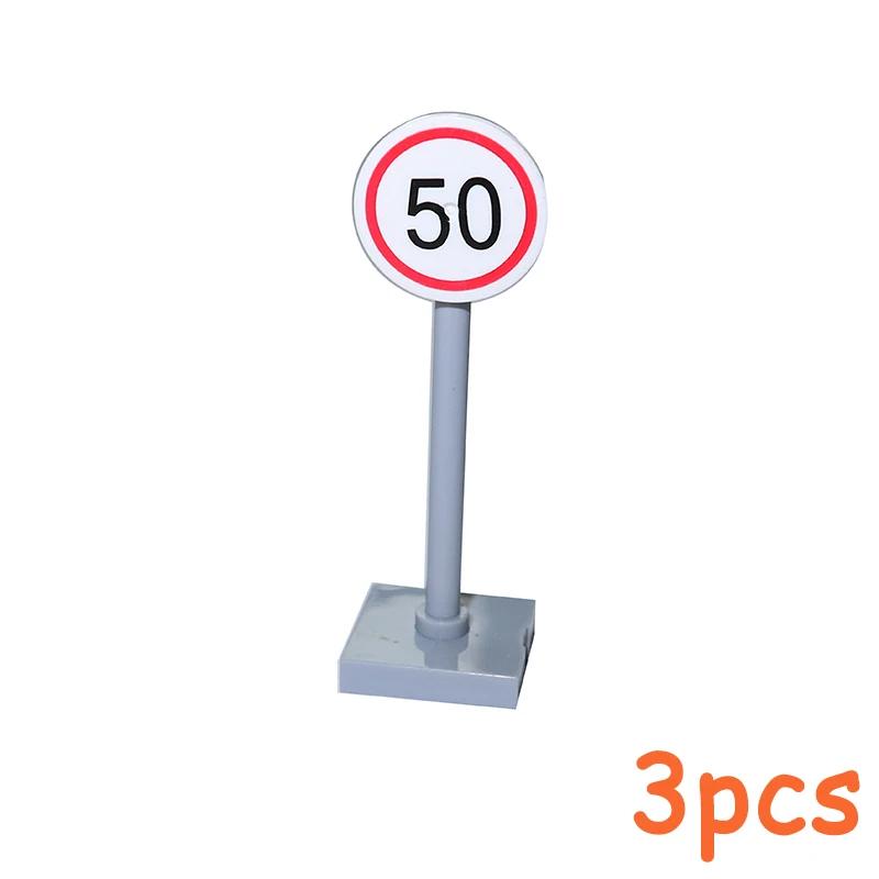 Non-Toxic Moc City Traffic Lights Road Signs Roadblock Signal Light Speed Limit Diy Building Block Scene Construction Minifigs Accessories
