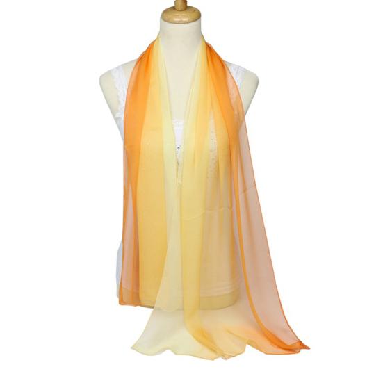 Fashion Gradient Color Voile Scarf Women Lightweight Soft Long Neck Wrap Shawl