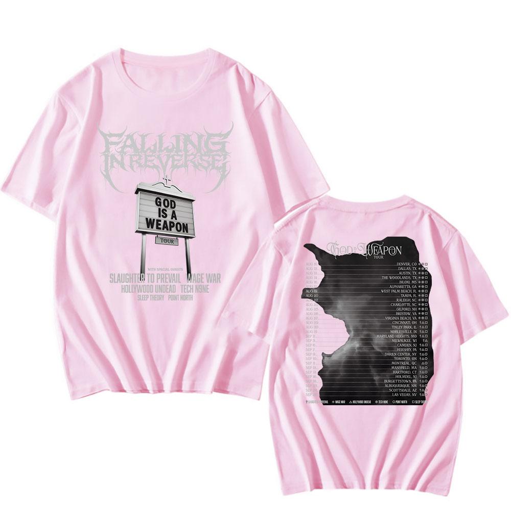God Is A Weapon Tour 2025 NEW T-shirt Band Falling in Reverse Graphic Tshirts Cotton Short Sleeve Male T Shirt Unisex Streetwear