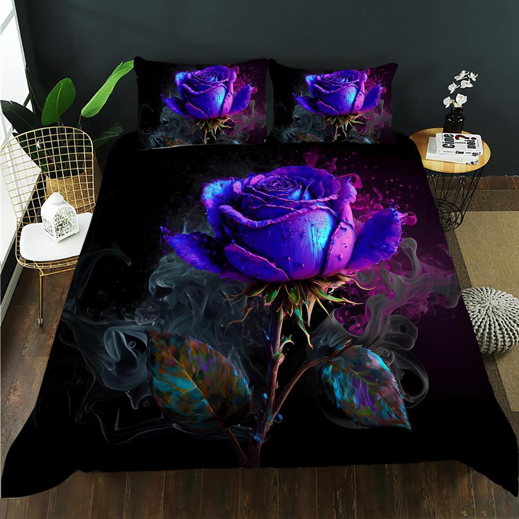 Rose Duvet Cover Sets Lightweight Comforter Cover For Boys Girls Children Teens Bedroom Decor Queen King Size With 2 Pillow Case