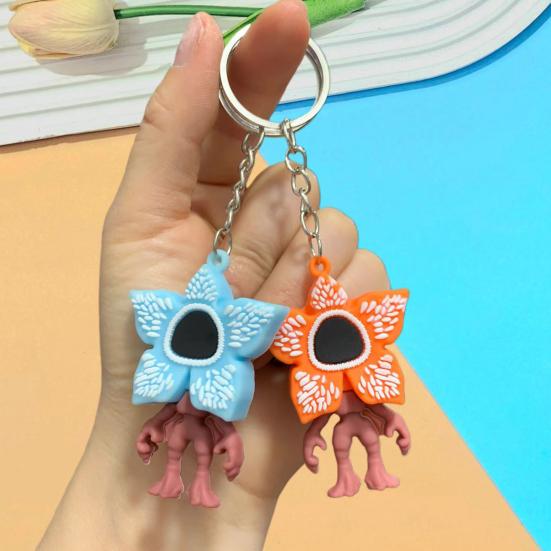 1/4 st Nyckelring Tecknad Blommig Design Nyckelring Handgjord PVC Metall Nyckelring Hängande Hänge Ryggsäck Väska Tillbehör