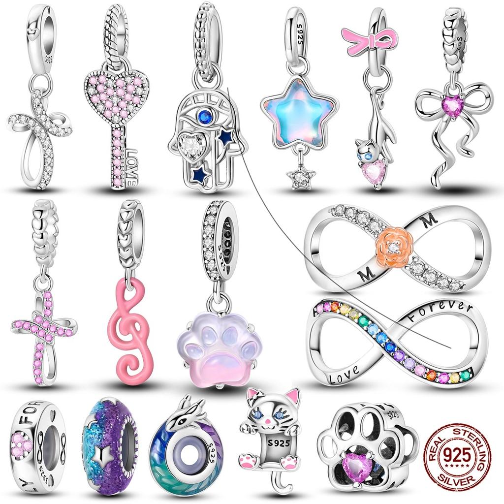New 100% Copper Eternal Symbol Charms Bead Love Heart Cat Dangle Fit Original Bangle Bracelets Diy Jewelry