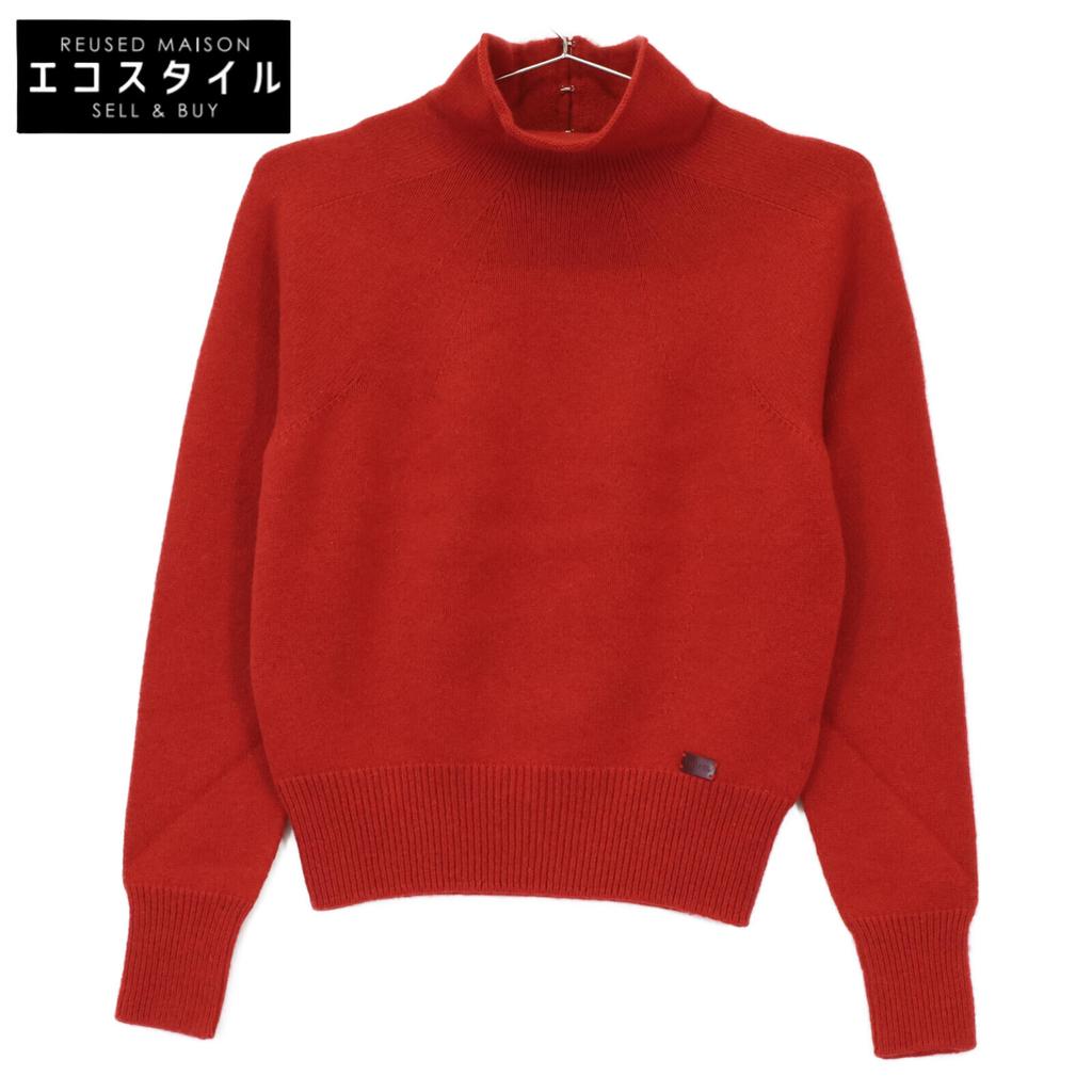 Chanel Red 00A P16084V00791 Cashmere High Neck Knit Tops 38 RedUsed