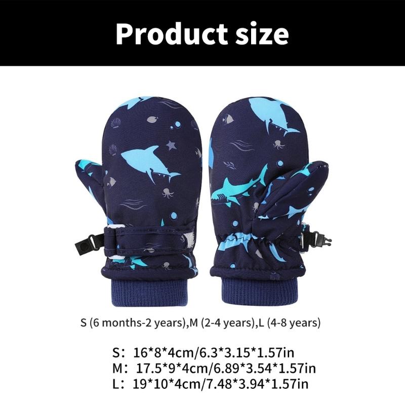 Spritzwasserfeste Fäustlinge Kinderhandschuhe Winddicht Kinder Winter Warm Schneehandschuhe Bedrucktes Walmuster Verdicken Thermofäustlinge