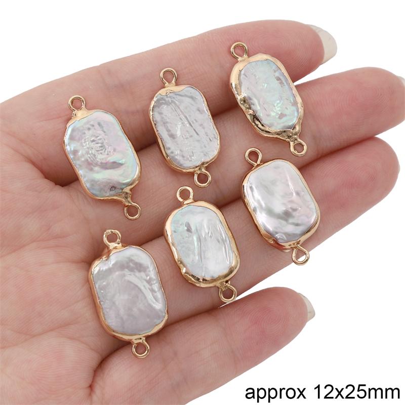 Natural Freshwater Pearls Irregular Gold Edging Double Hanging Pendants For DIY Necklace Bracelet Earrings Jewelry Making