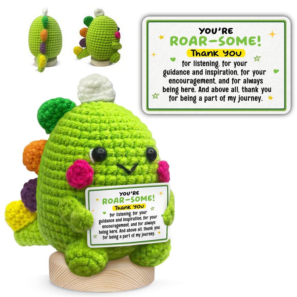 Cute Positive Crochet Animals Emotional Support Crochet Dinosaur Doll Handwoven Mini Animal Positive Gifts