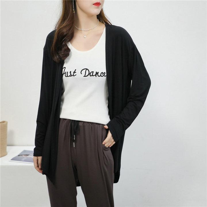 Women's Plus Size Mid-Length Cardigan: Spring/Summer Korean Style Shawl-Coat in Lightweight, Solid Colors