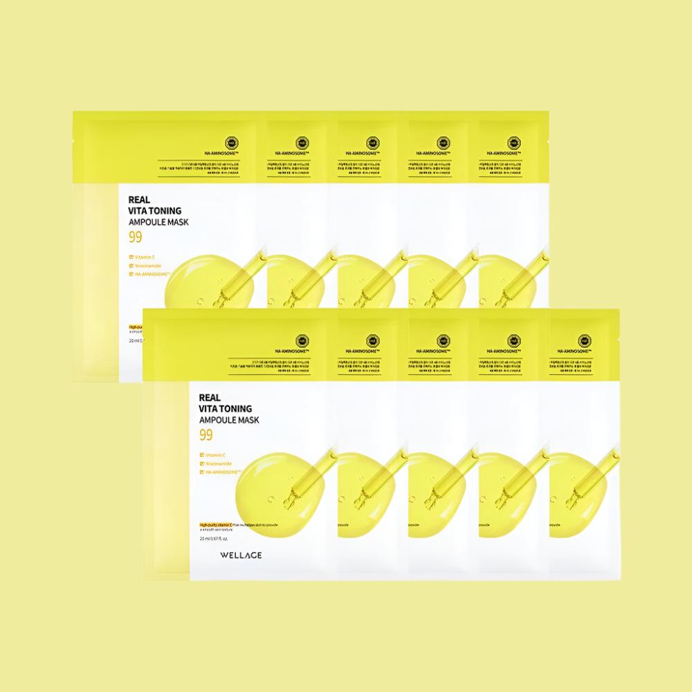 WELLAGE Real Vita Toning Ampoule Mask Sheet 10P