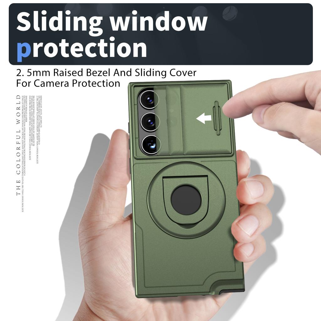 For Samsung Galaxy S23 Ultra Magnetic Phone Case N52 Magnet+PC+TPU Drop-resistant Kickstand Cover