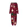 Christmas Print Family Matching Hooded Long Sleeved Zippered Jumpsuit Set
