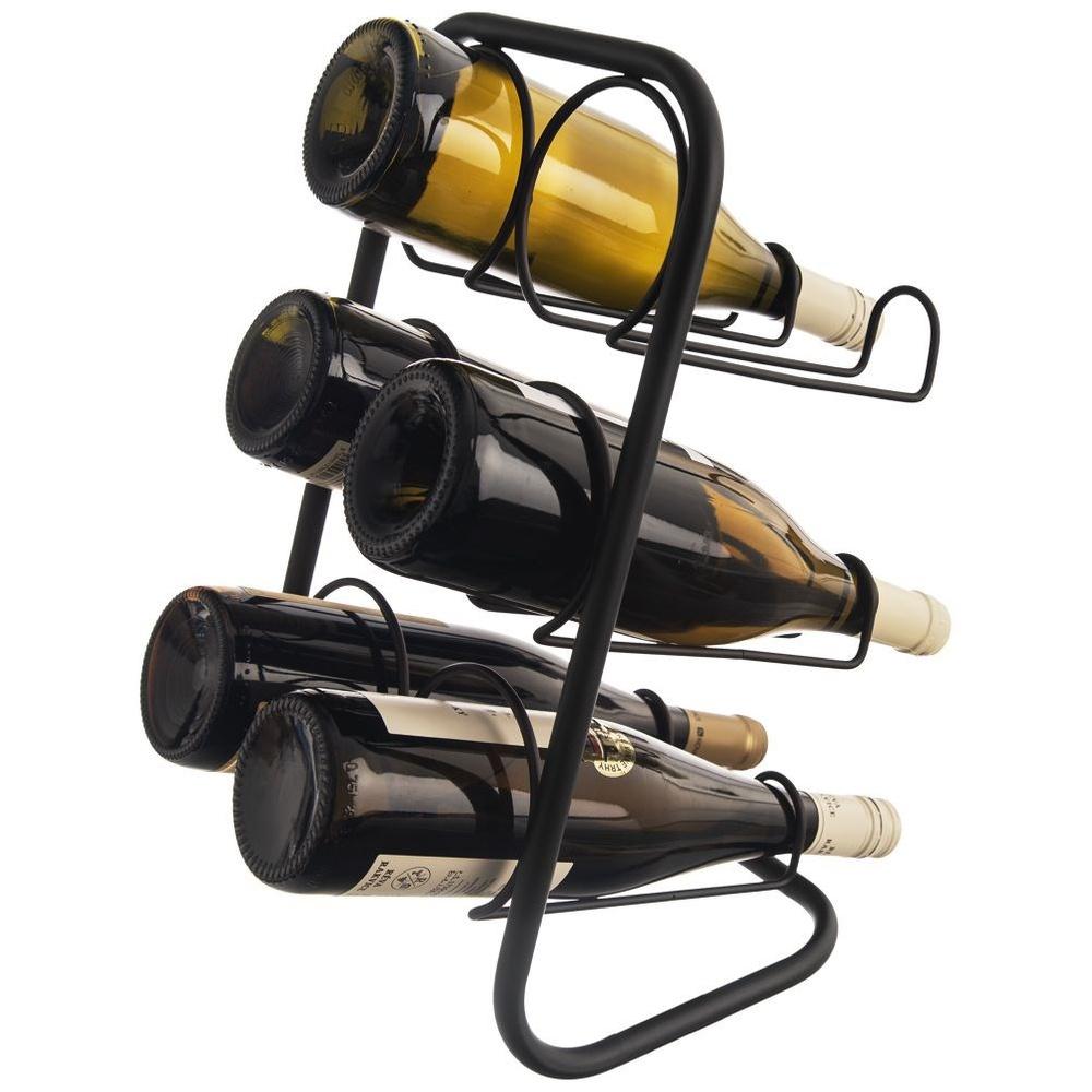 Black Metal Wine Rack for 6 Bottles 22.5x39 Cm