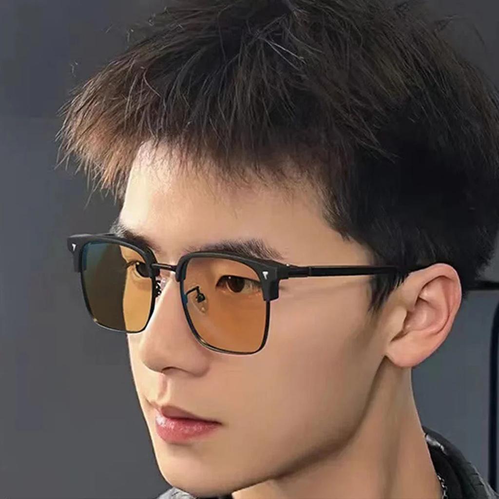 Intelligent Color Changing Minus Eyeglasses with Diopter 0 To -4.0 Vintage Square Half Frame Pochromic Near Sight Glasses