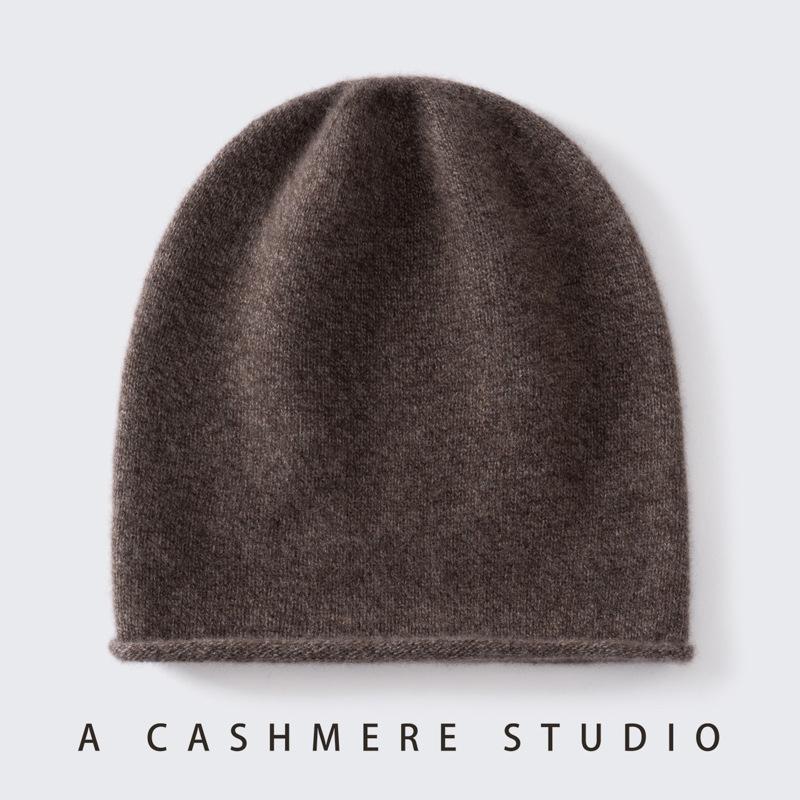 New% Pure Cashmere Hat Autumn and Winter Men's and Women's Pullover Ear Protection Knitted Headgear
