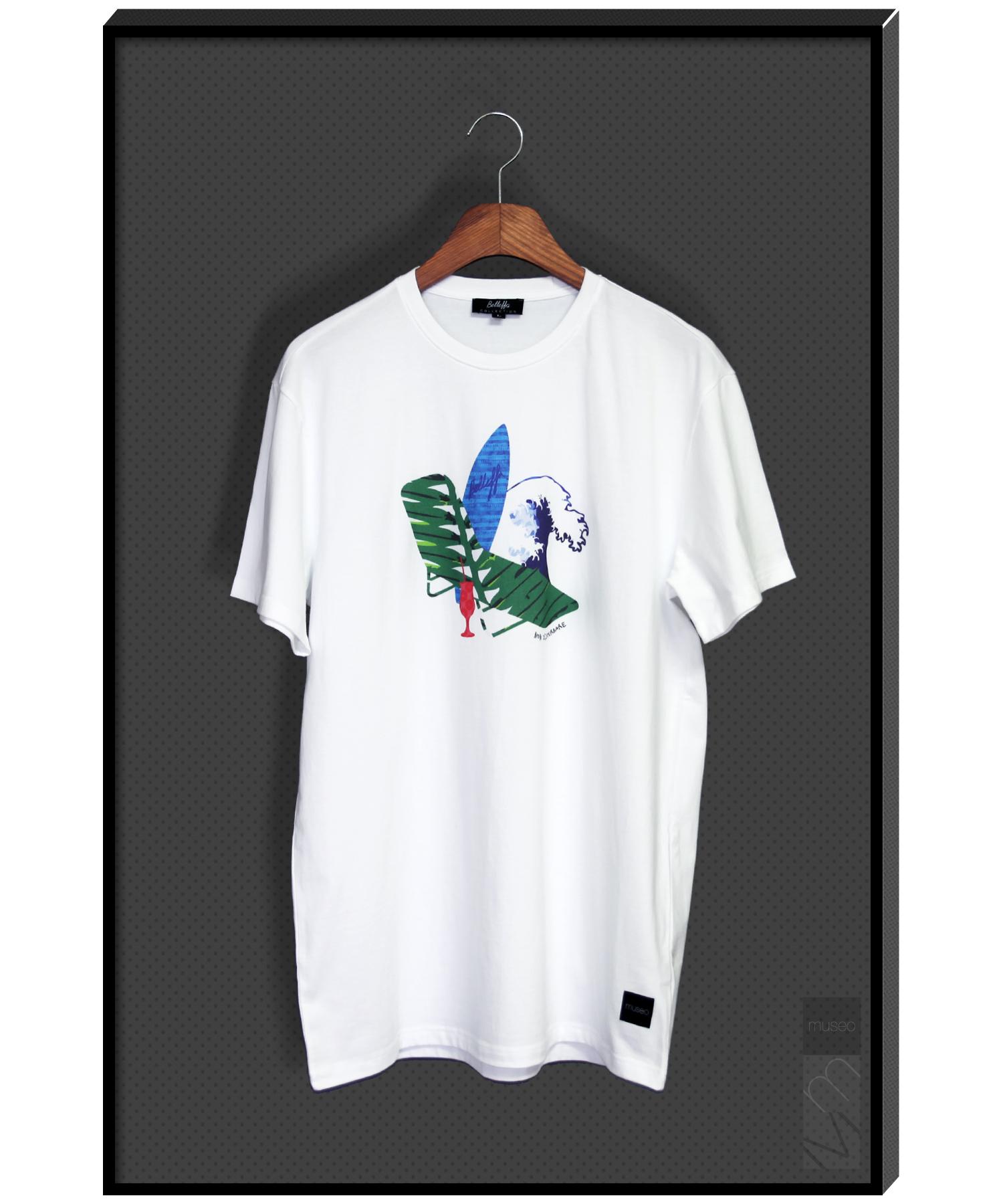 Bellepa Sunset Beach Designer T-Shirt Short Sleeve T-Shirt White/L