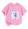 Kids Boys Girls 100% Cotton Crew Neck Short Sleeve T-Shirt, Cute Glowing Crescent Moon Star Fox Print Soft Casual Tee for Children Daily Wear