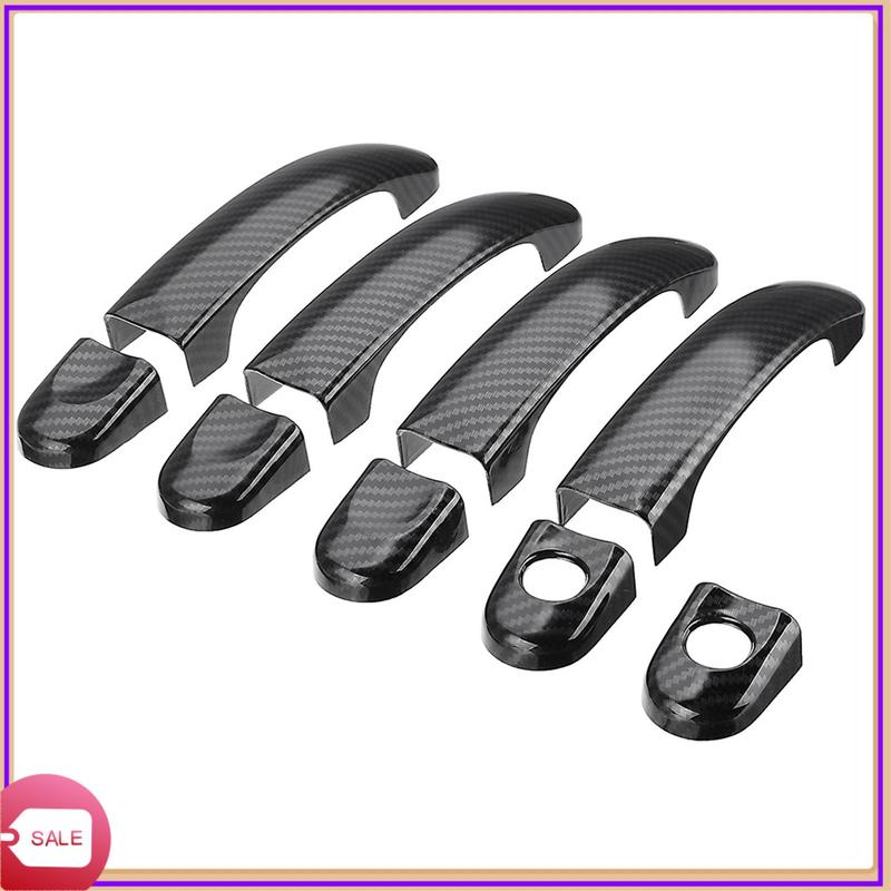 Prominent 9Pcs Set ABS Chrome Door Handle Covers Trim For TRANSPORTER T5 T6 CADDY VAN 2003-2015 Carbon Fiber Style