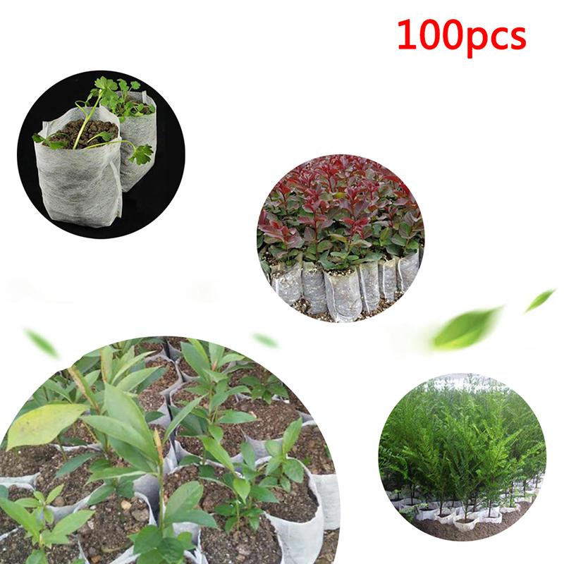 100Pcs Seedling Plants Nursery Bags Organic Biodegradable Grow Bags Eco Friendly