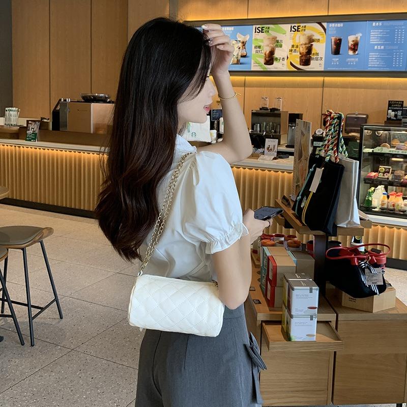 New diamond cylinder bag trendy zipper bag chain shoulder messenger bag change mobile phone bag