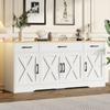 Modernes weißes Sideboard, Multifunktionaler Holzschrank, Wohn- und Esszimmerschrank, Weißes Sideboard mit Dekoration