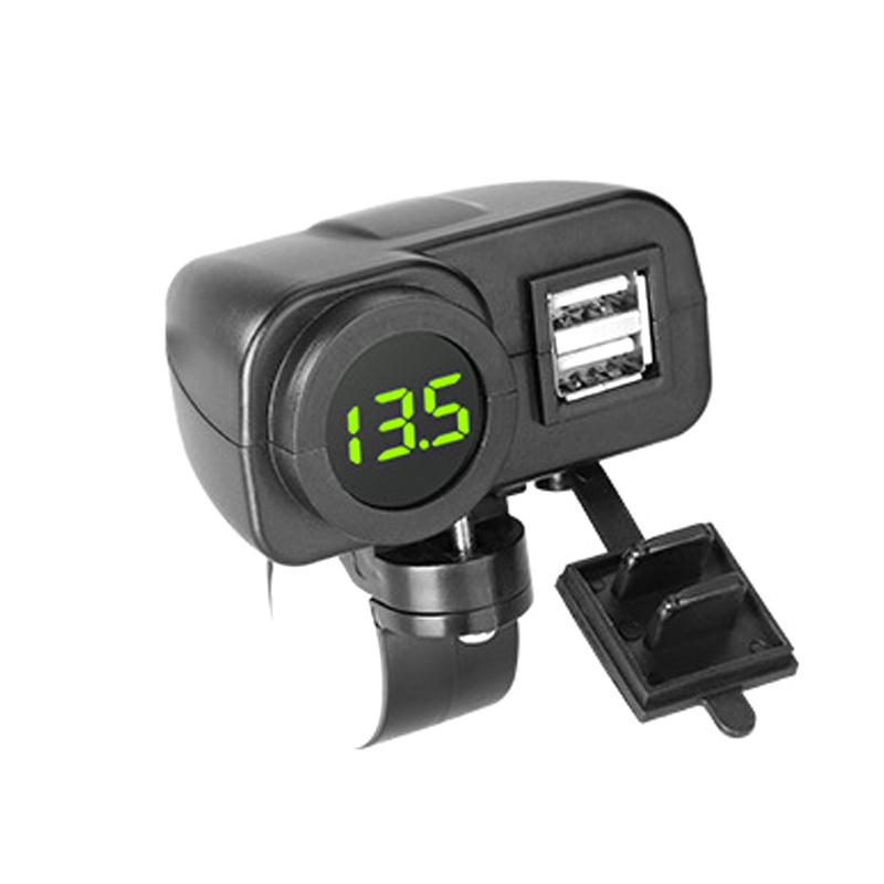 Universal Motorcycle Car Charger LED Light Dual USB Charger Power Socket 2.1A / 1A with USB Light for Motorbike USB Car Charger