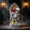 Shelf Ready Halloween Grave Marker Item, Resin Bone Figure Accent for Entry Table Styling and Event Display Use